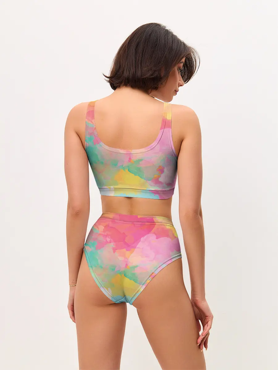Женские топ и трусы / Радужная акварель