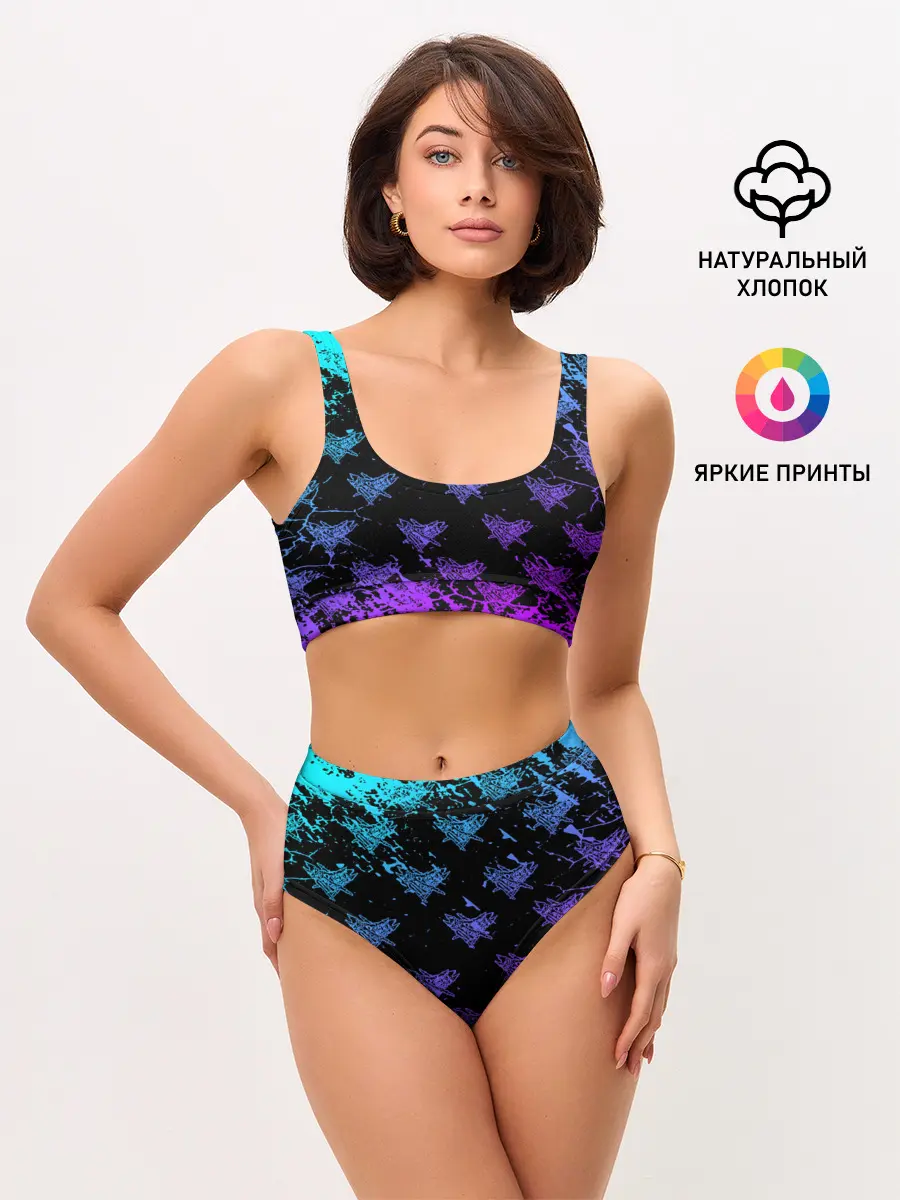 Женские топ и трусы / Velial Squad | neon