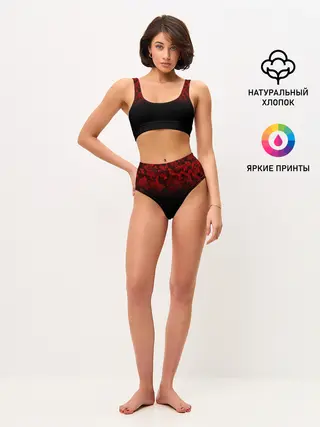Женские топ и трусы / BLACK RED CAMO | RED MILLITARY