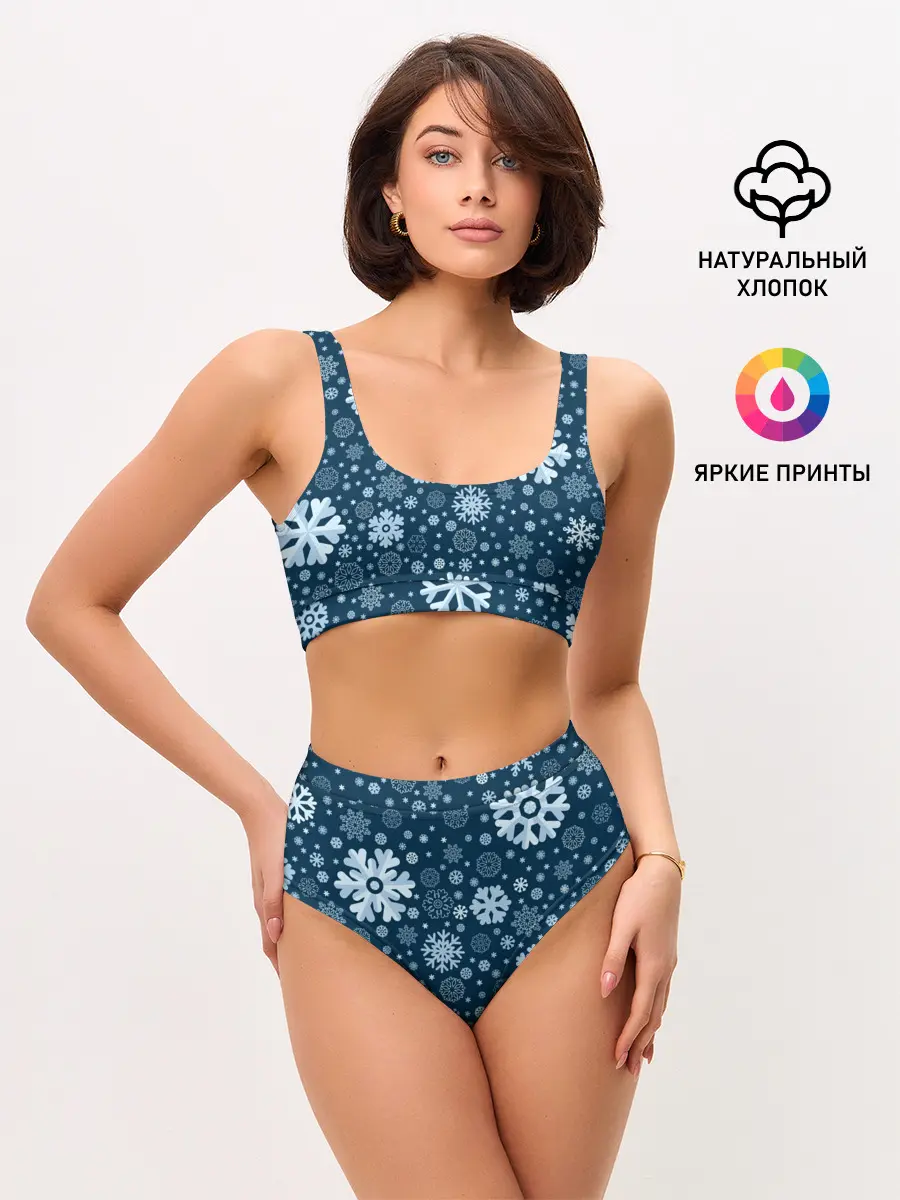 Женские топ и трусы / Новогодние снежинки, новый год