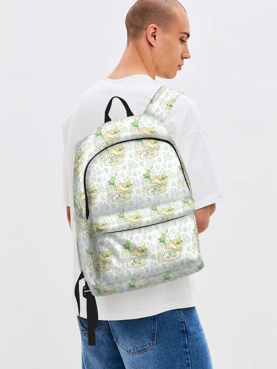 Рюкзак джинсовый / Канарейки в клетках