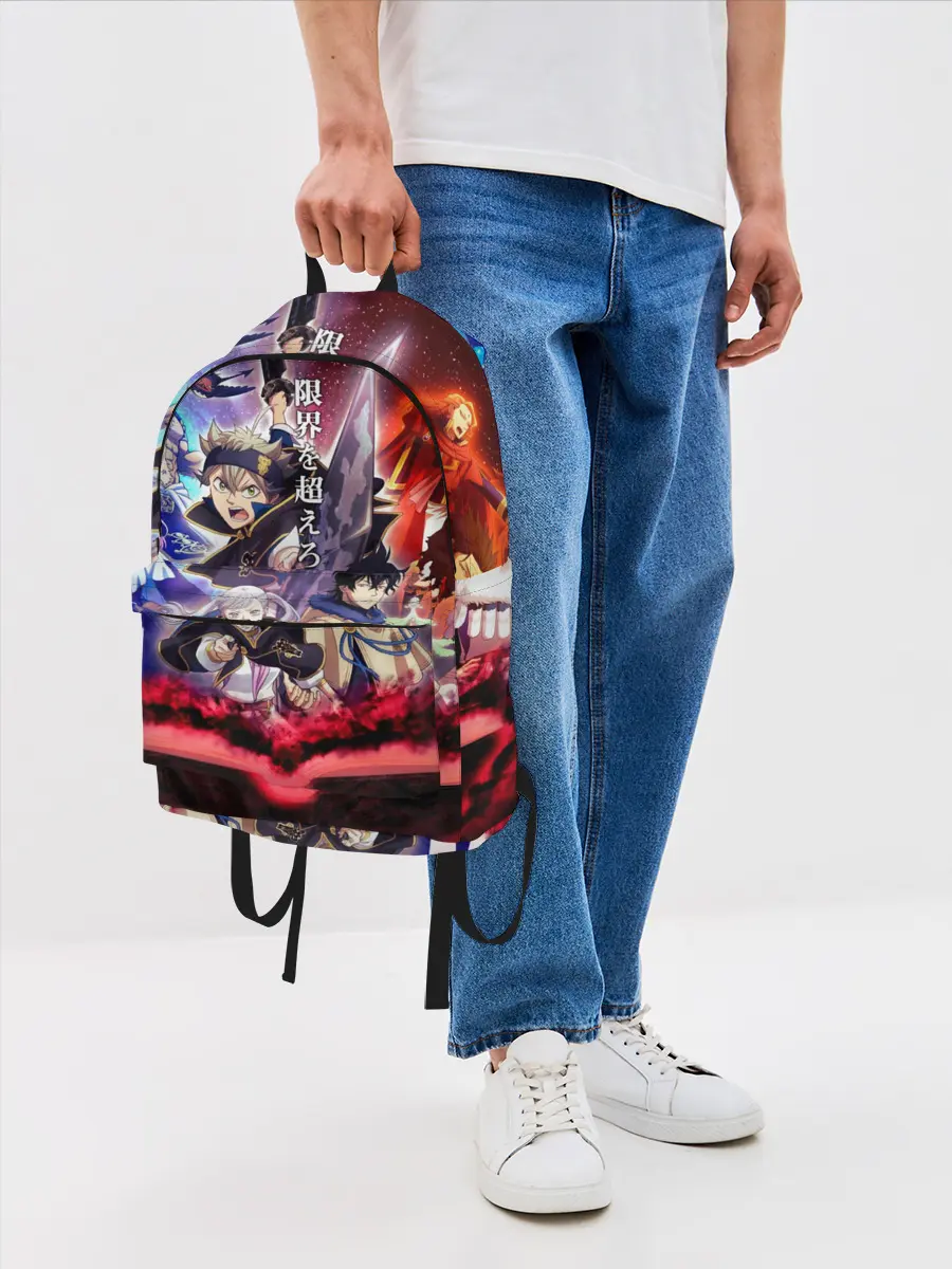 Рюкзак джинсовый / Черный клевер герои и вселенная Аста Юно