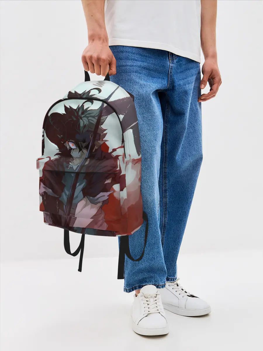 Рюкзак джинсовый / Аста в режиме демона черный клевер