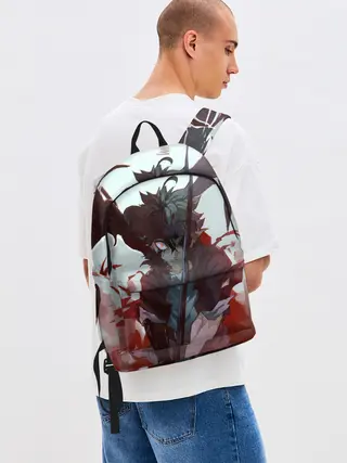 Рюкзак джинсовый / Аста в режиме демона черный клевер