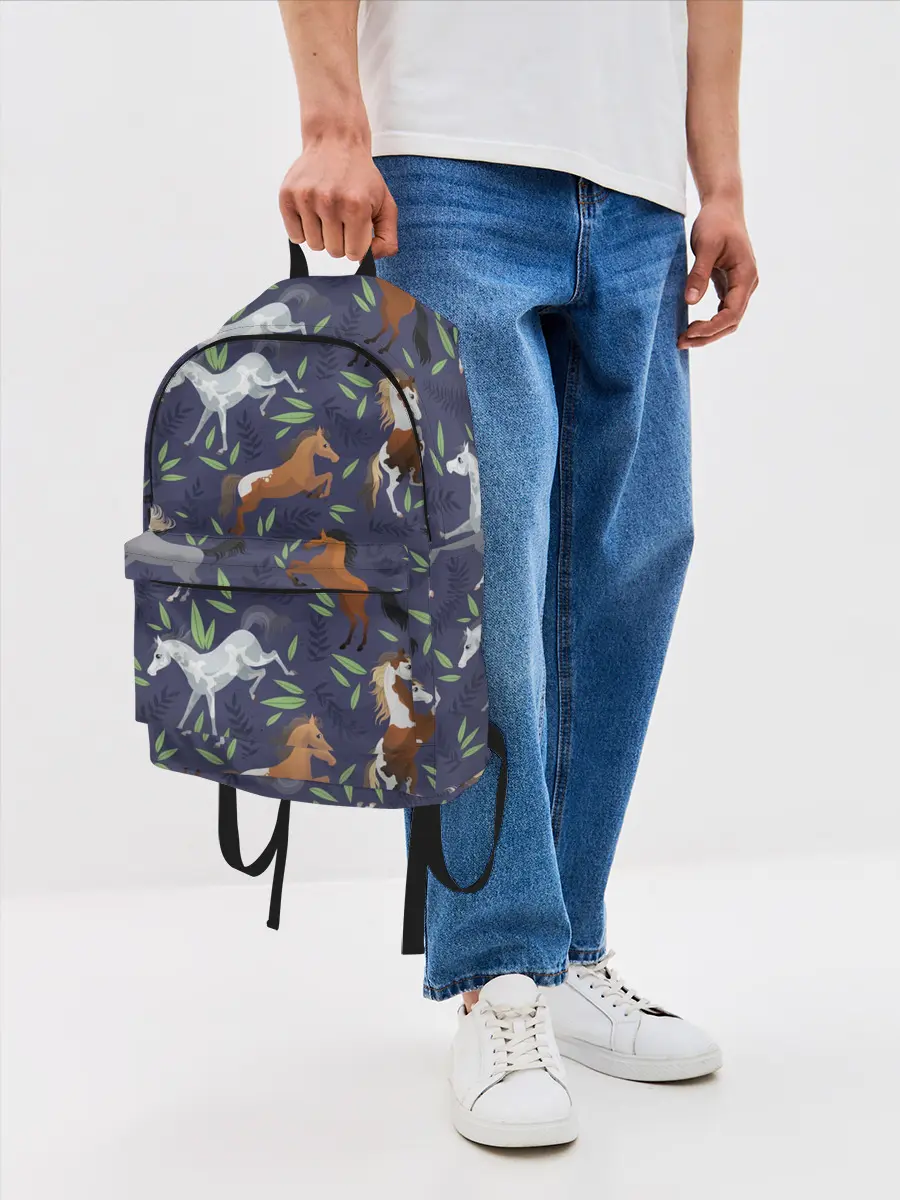 Рюкзак джинсовый / Лошадки узор