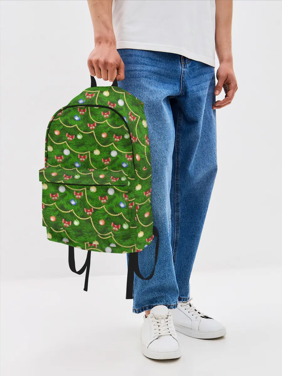 Рюкзак джинсовый / Новогодняя Ёлка с Игрушками