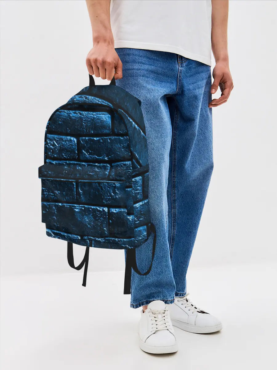 Рюкзак джинсовый / Неоновая, кирпичная стена