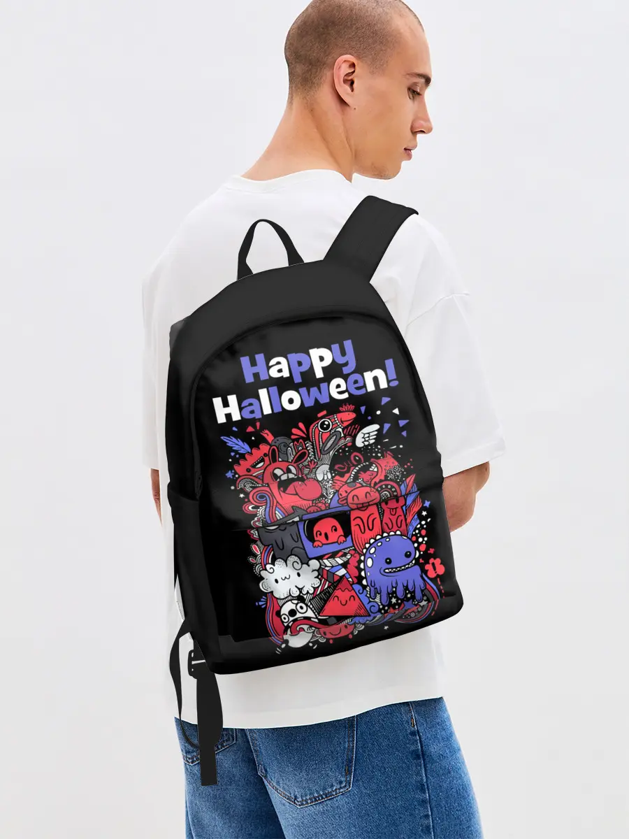 Рюкзак джинсовый / Монстры на Хеллоуин