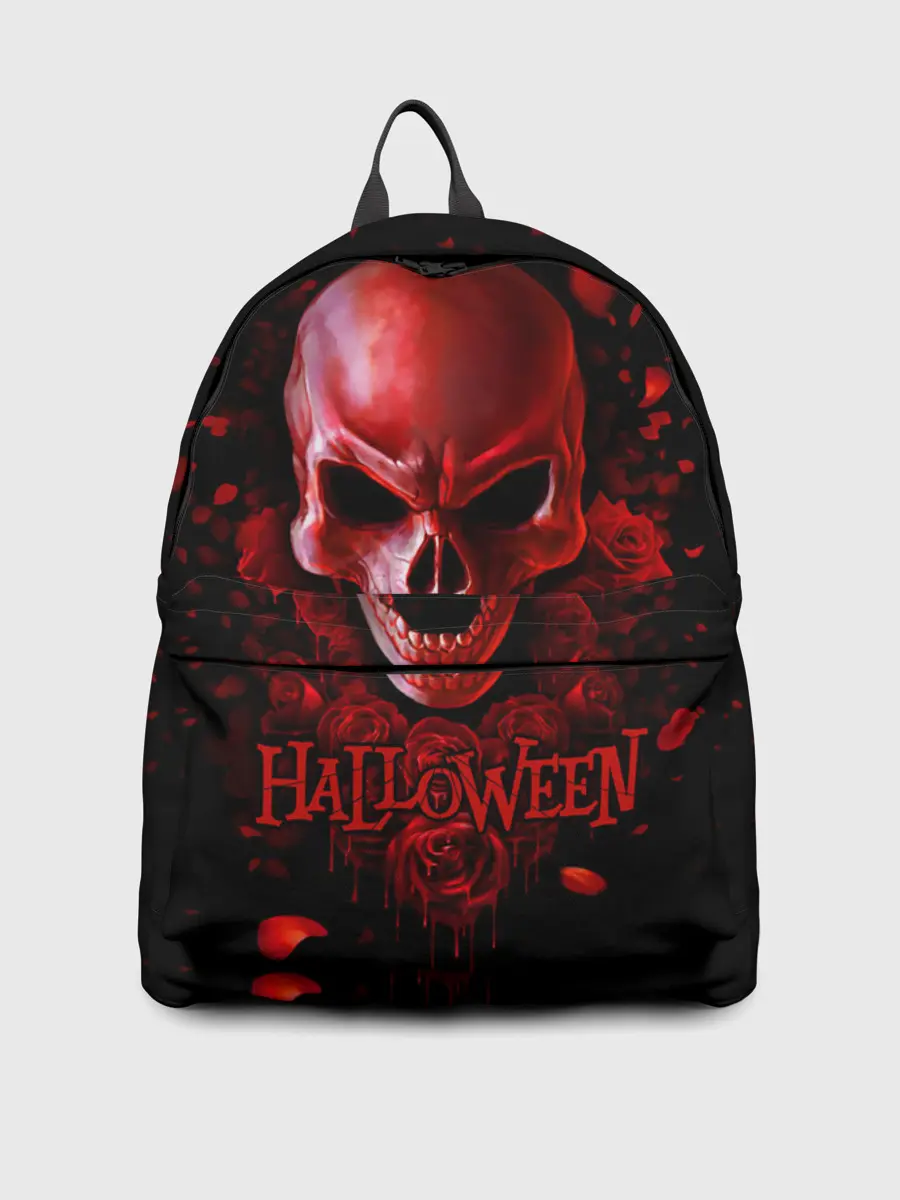 Рюкзак джинсовый / Красный череп в кровавых розах