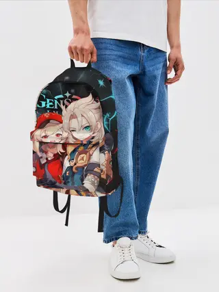 Рюкзак джинсовый / Альбедо и Кли, Genshin Impact