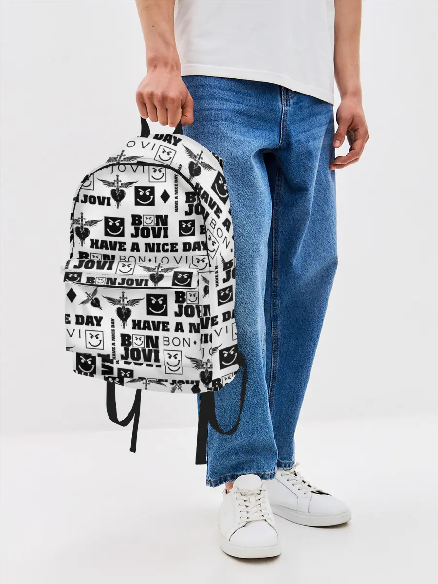 Рюкзак джинсовый / BON JOVI ЛОГОБОМБИНГ | БОН ДЖОВИ ПАТТЕРН