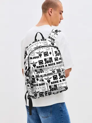 Рюкзак джинсовый / BON JOVI ЛОГОБОМБИНГ | БОН ДЖОВИ ПАТТЕРН