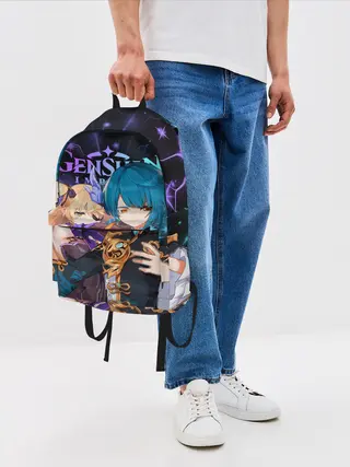Рюкзак джинсовый / Фишль и Син Цю, Genshin Impact