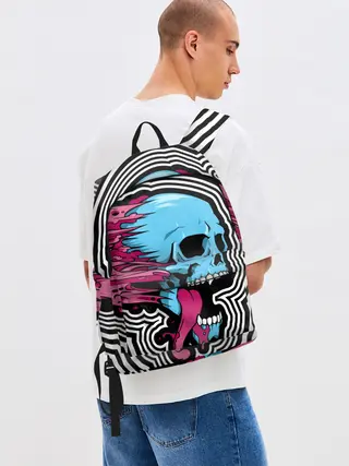 Рюкзак джинсовый / Летящий череп