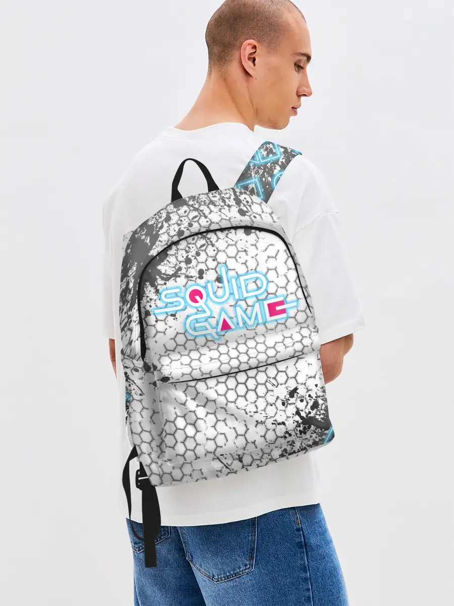 Рюкзак джинсовый / Игра в кальмара Неон