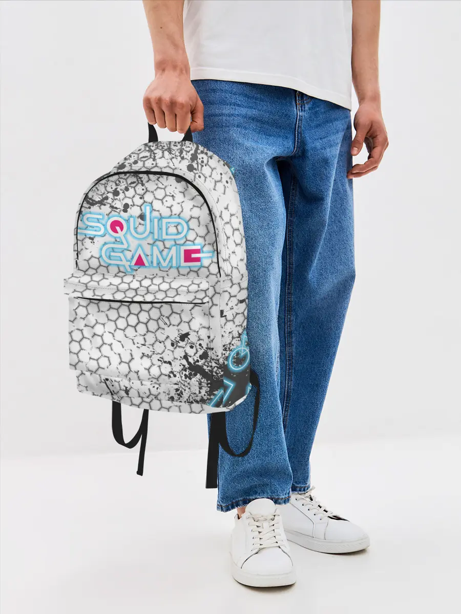 Рюкзак джинсовый / Игра в кальмара Неон