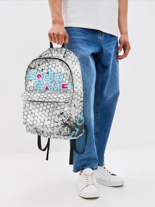 Рюкзак джинсовый / Игра в кальмара Неон