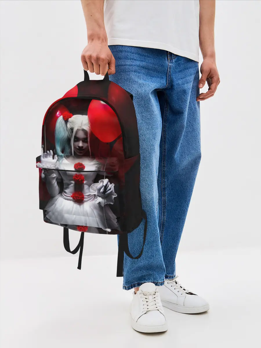Рюкзак джинсовый / Плохая девочка с красными шарами