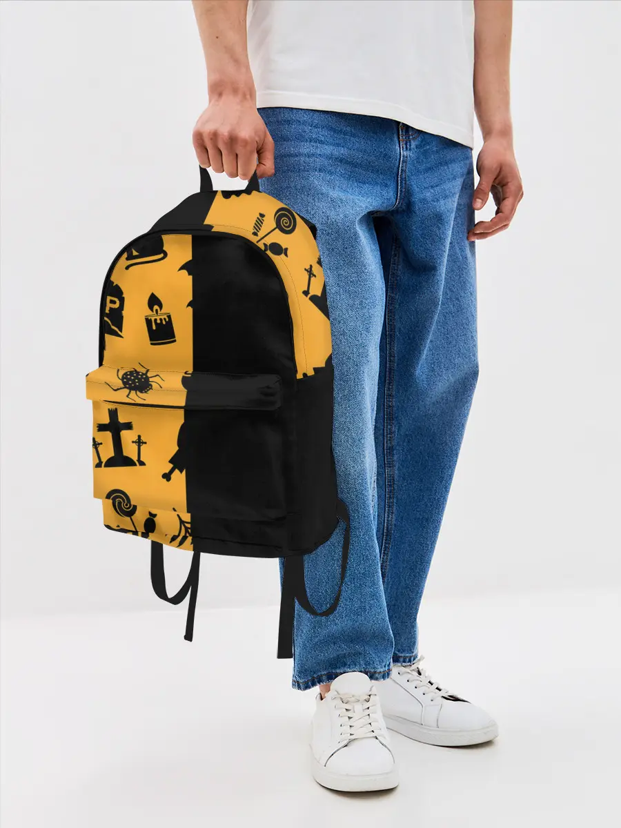 Рюкзак джинсовый / ЧЕРНО-ОРАНЖЕВЫЙ ХЭЛЛОУИН