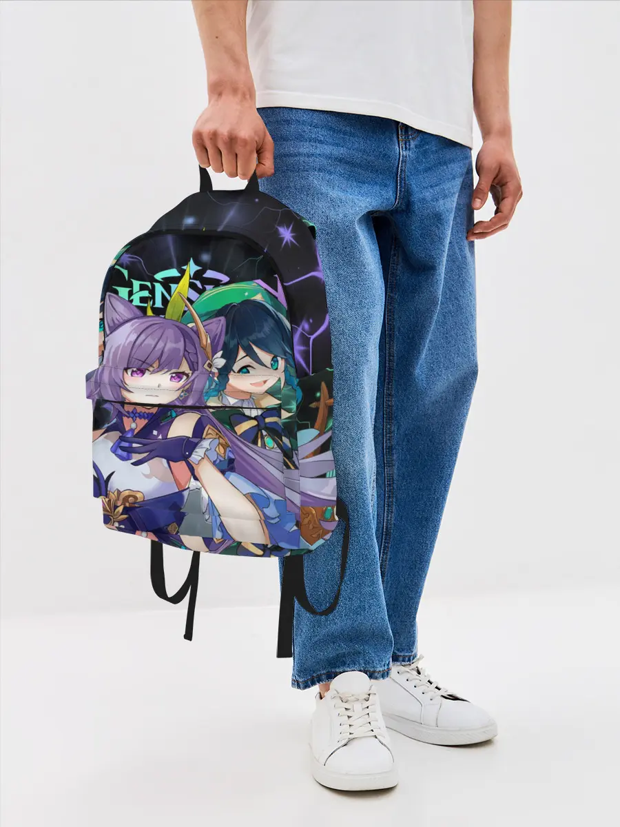 Рюкзак джинсовый / Венти и Кэ Цин, Genshin Impact