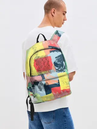 Рюкзак джинсовый / Желто-зеленый тай-дай