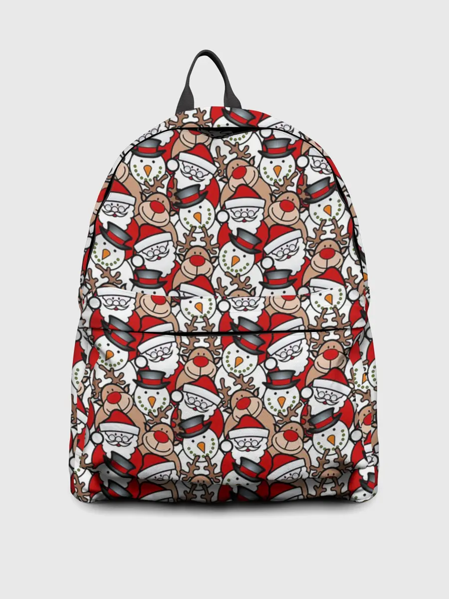 Рюкзак джинсовый / Дед Мороз, Снеговик, Олень