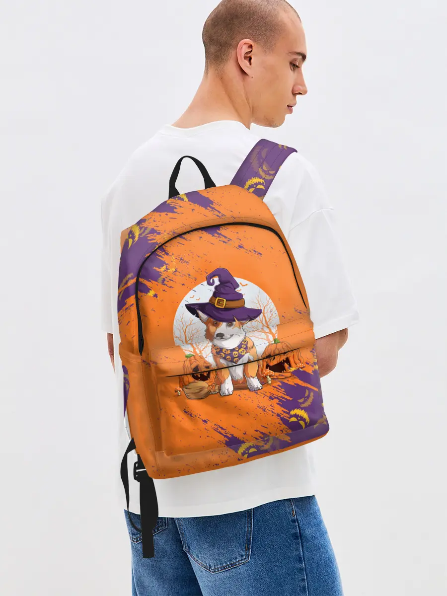 Рюкзак джинсовый / КОРГИ НА ХЭЛЛОУИНЕ