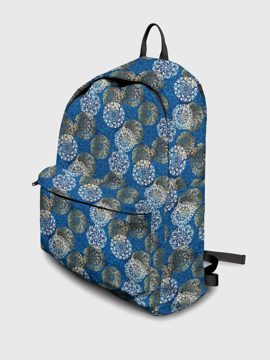 Рюкзак джинсовый / Разноцветные Новогодние Узоры