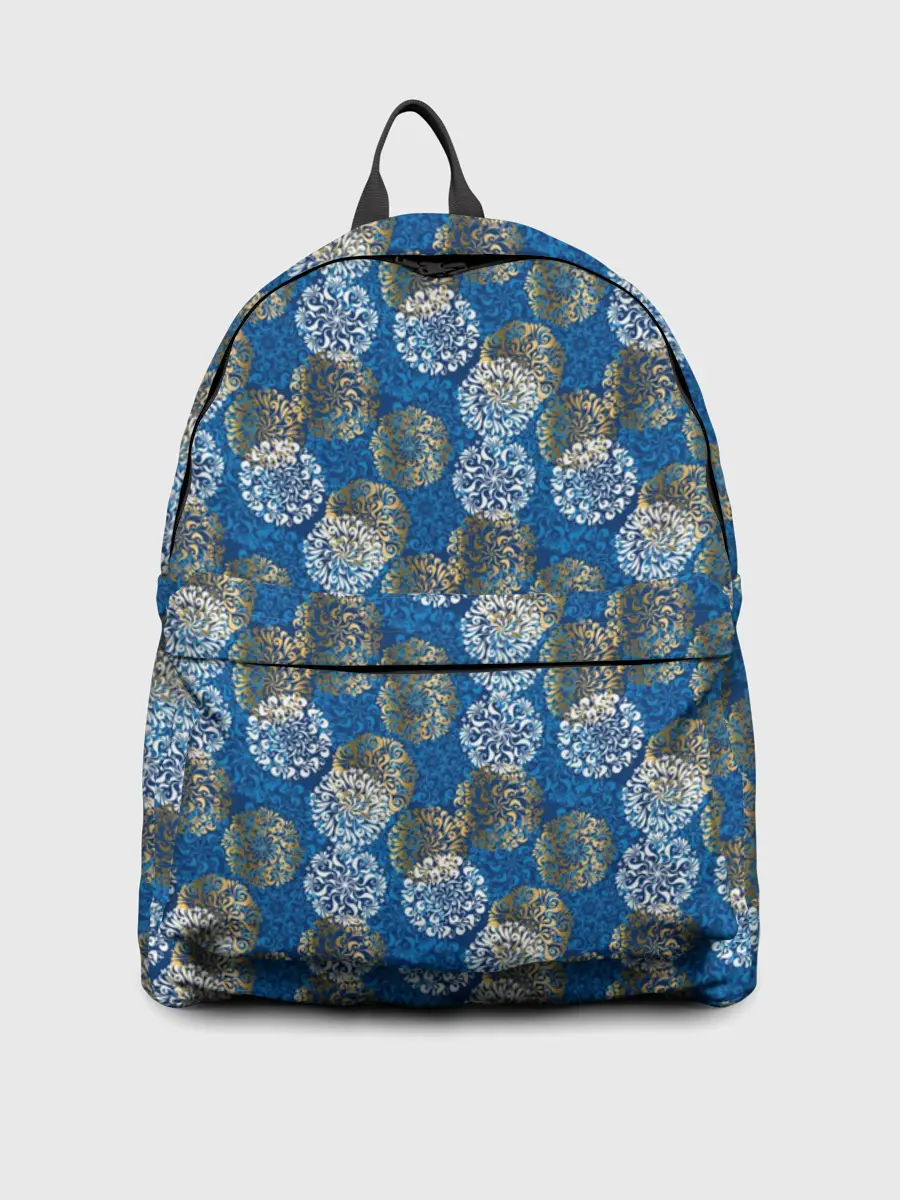 Рюкзак джинсовый / Разноцветные Новогодние Узоры