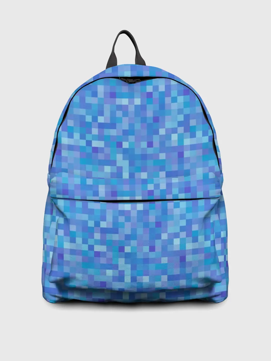 Рюкзак джинсовый / Голубая пиксель абстракция