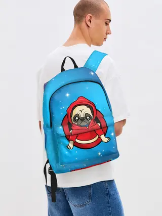 Рюкзак джинсовый / Мопс в толстовке