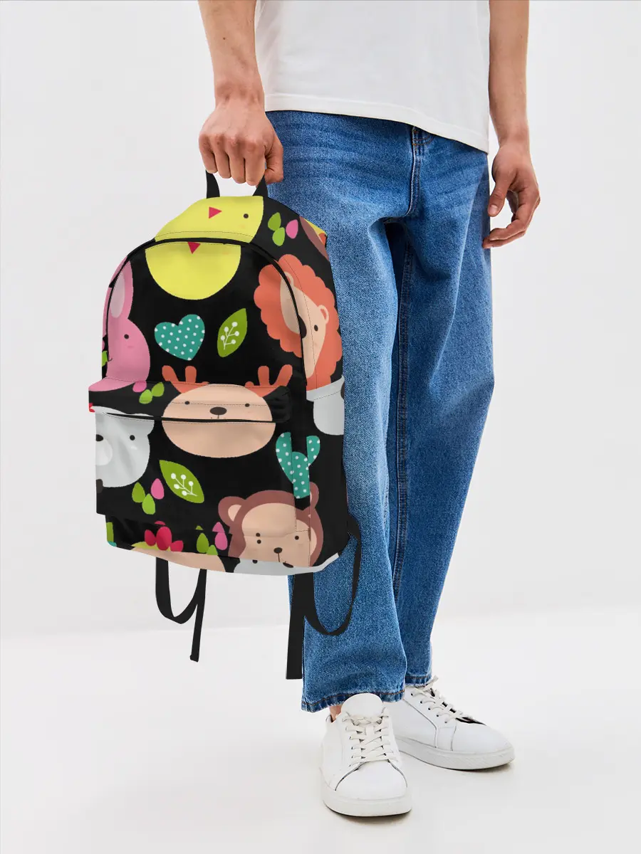 Рюкзак джинсовый / Головы милых животных