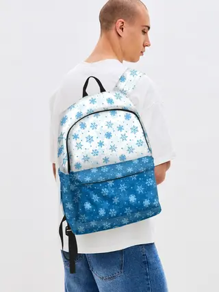 Рюкзак джинсовый / Светло-Тёмные Снежинки