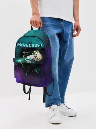 Рюкзак джинсовый / Стив в космосе - Майнкрафт
