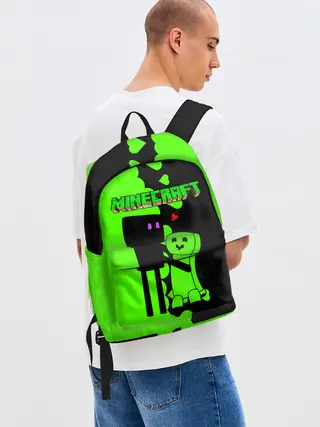 Рюкзак джинсовый / Любовь Эндермена и Крипера Майнкрафт
