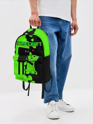 Рюкзак джинсовый / Любовь Эндермена и Крипера Майнкрафт