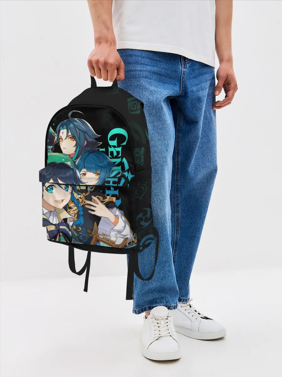 Рюкзак джинсовый / Genshin Impact: Венти, Син Цю, Сяо