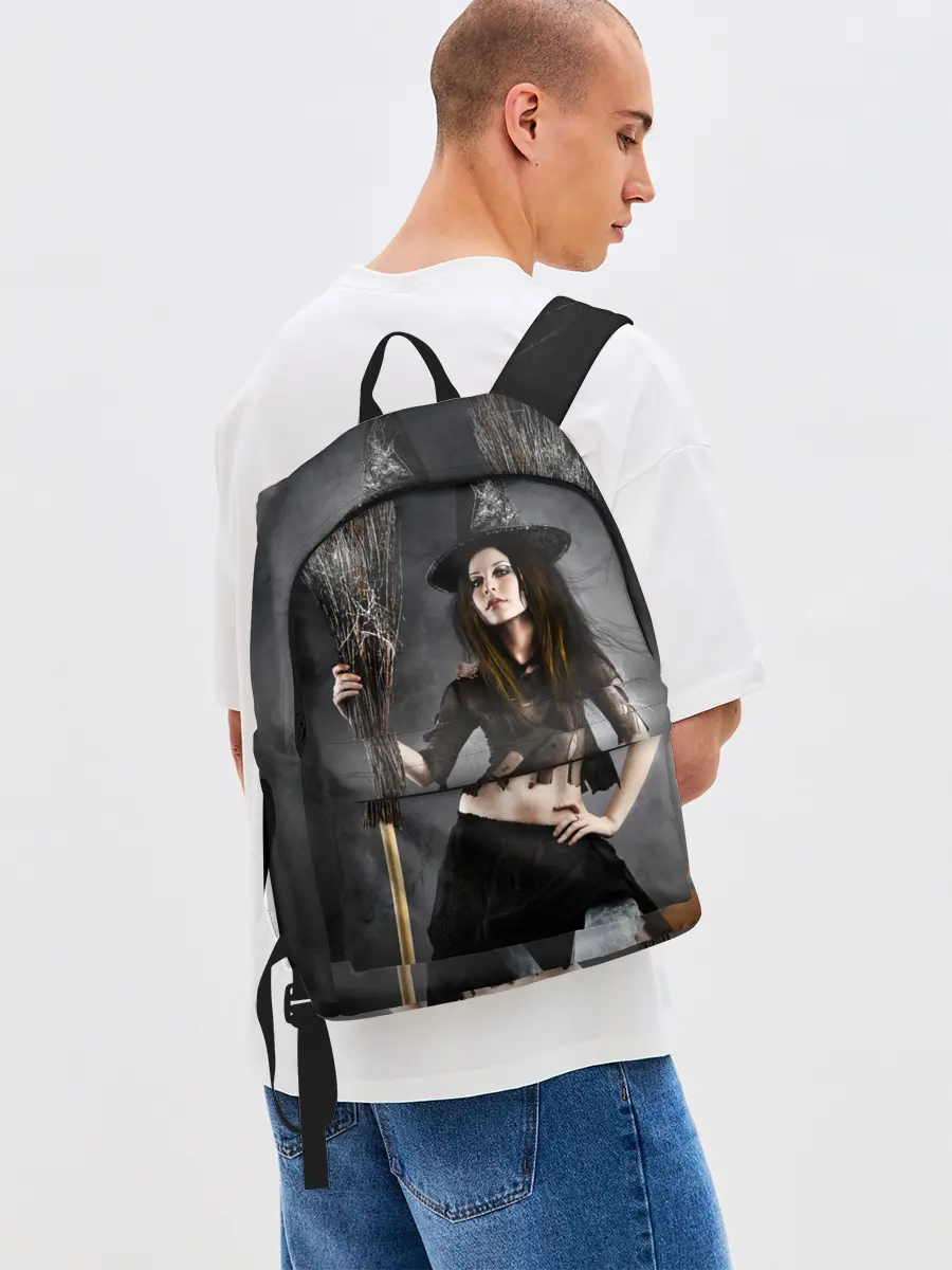 Рюкзак джинсовый / Милая ведьма с метлой