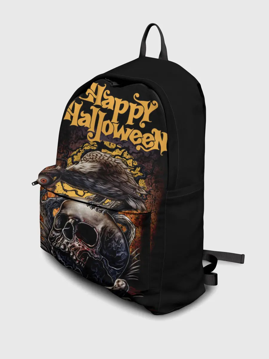 Рюкзак джинсовый / Черный ворон на Хэллоуин
