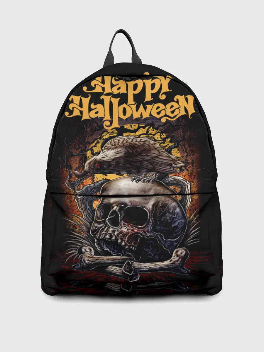 Рюкзак джинсовый / Черный ворон на Хэллоуин
