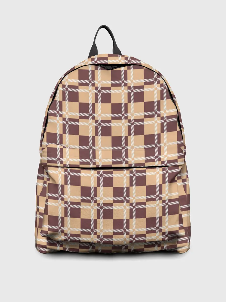 Рюкзак джинсовый / Коричневые и бежевые квадраты с линями