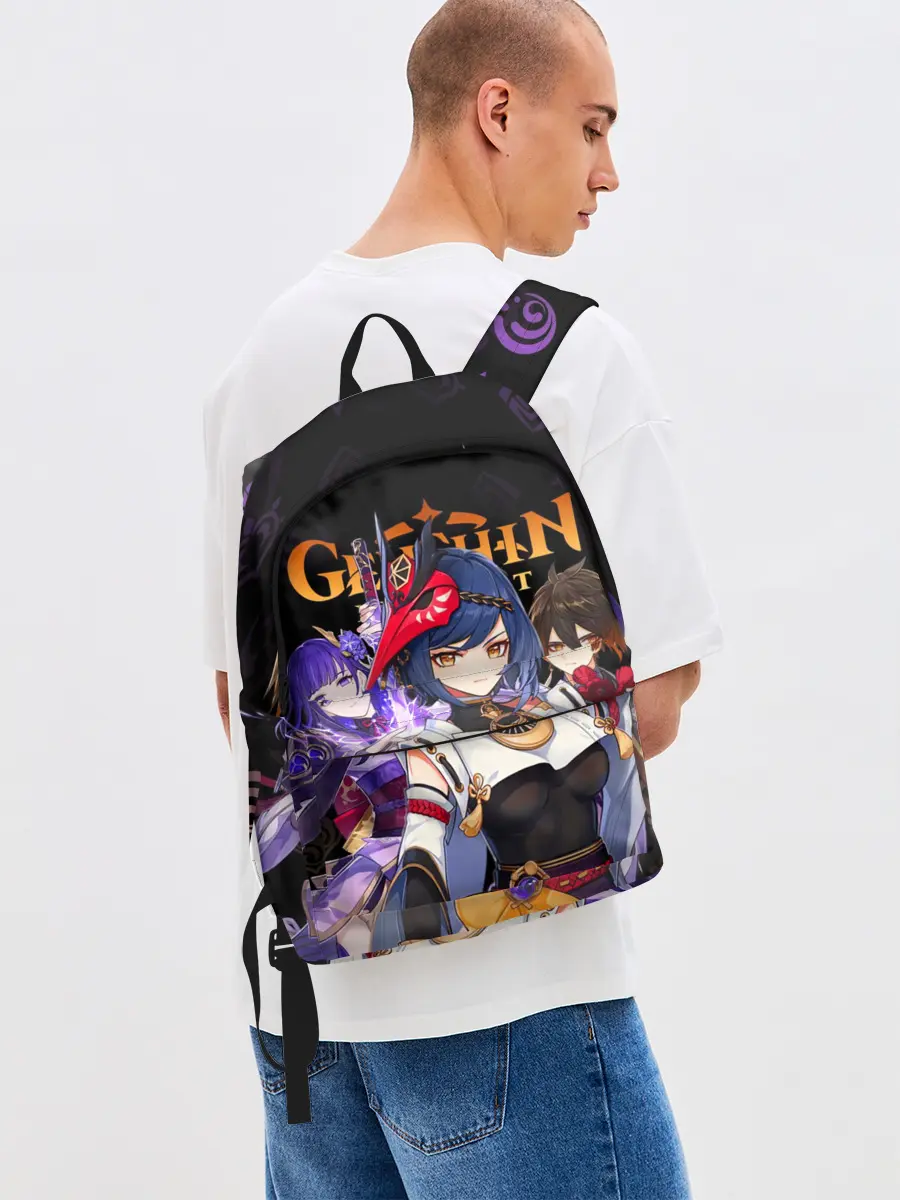 Рюкзак джинсовый / Genshin Impact: Сара, Чжун Ли, Сёгун Райдэн