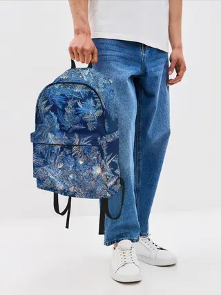 Рюкзак джинсовый / Снежинки макро snowflakes macro
