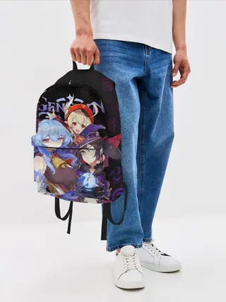 Рюкзак джинсовый / Genshin Impact: Гань Юй, Кли, Мона