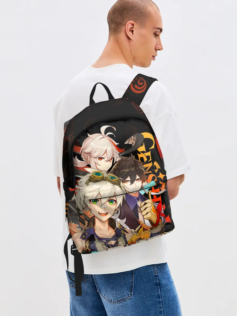 Рюкзак джинсовый / Genshin Impact: Беннет, Чжун Ли, Кадзуха