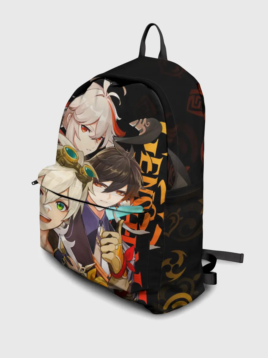 Рюкзак джинсовый / Genshin Impact: Беннет, Чжун Ли, Кадзуха