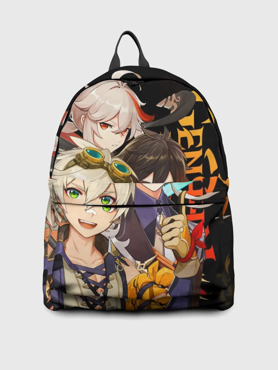 Рюкзак джинсовый / Genshin Impact: Беннет, Чжун Ли, Кадзуха