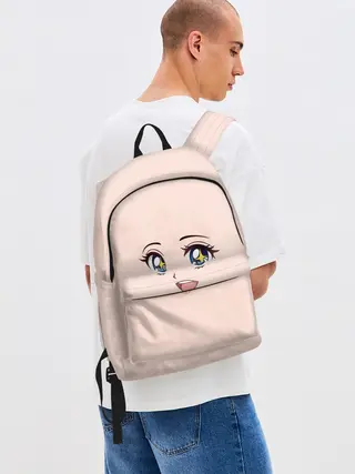 Рюкзак джинсовый / милое аниме лицо