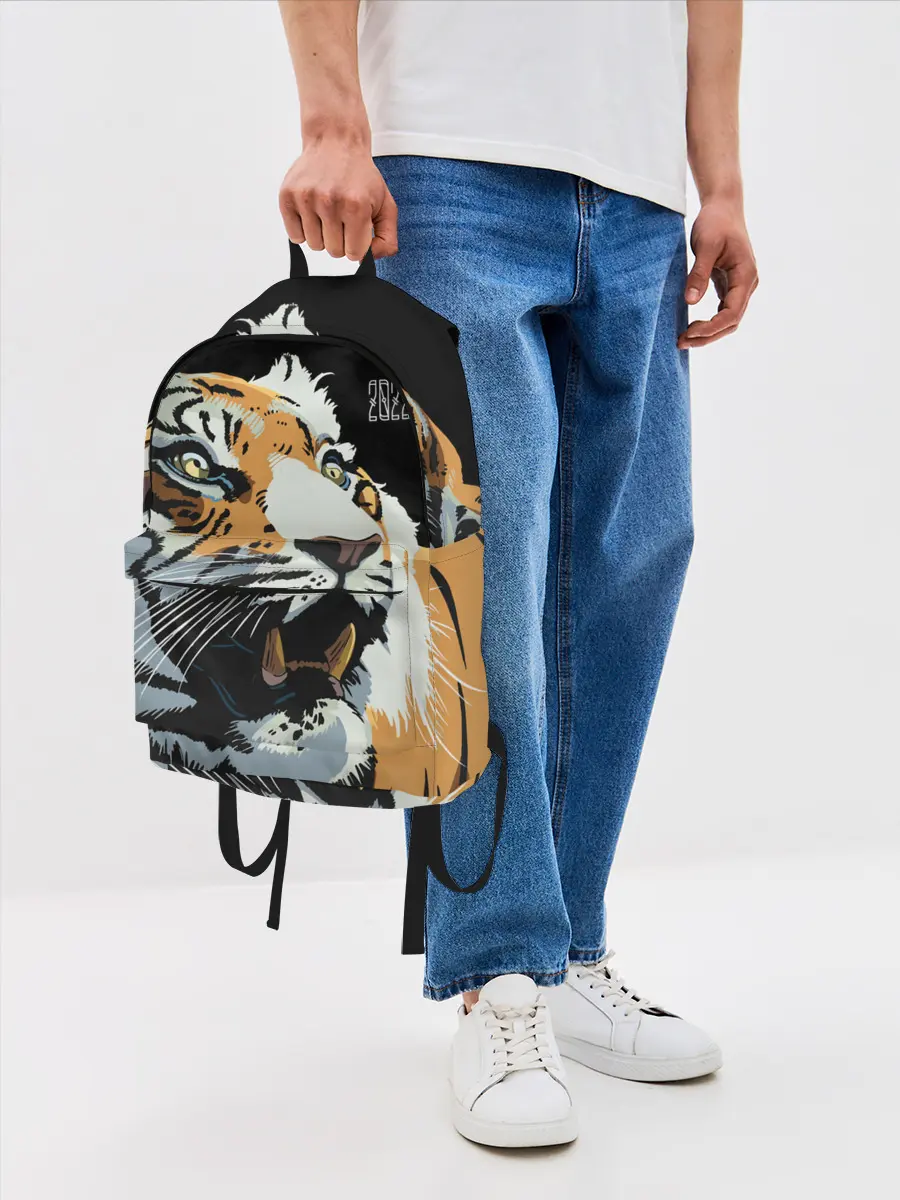 Рюкзак джинсовый / Тигр перед атакой