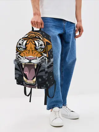 Рюкзак джинсовый / Амурский тигр в ночи